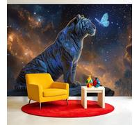 Générique Papier Peint intissé Panoramique Ciel Étoilé Fantastique 150 x 105 cm, Tigre Papillon Animal Papier Peint - Pour Salon Chambre Salle à manger Décoration Murale, Taille Sur Mesure