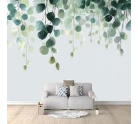 Générique Papier Peint Intissé Panoramique Feuille Sticker Mural Minimaliste Naturel Art 350 x 256 cm Gris - Tapisserie Fresque Murale Décoration d'intérieur pour Chambre et Salon