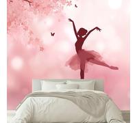Générique Papier Peint Intissé Panoramique Onirique Élégant Danseuse De Ballet, Papier Peint Photo Rose - Fresque Murale Décoration Pour Salon Chambre Chambre D'Enfant, 400 x 280 cm (L x H)