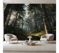 Générique Papier Peint Intissé Panoramique Paysage De Jungle Ensoleillé, Vert 500x317cm(L X H), 3D Poster Geant Mural Personnalisé, Jungle Naturel Papier Peint Pour Salon Chambre Décoration Murale