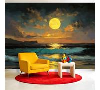Générique Papier Peint intissé Panoramique Paysage Naturel 300 x 210 cm, Côte Coucher Soleil Mer Nuages Papier Peint - Pour Salon Chambre Salle à manger Décoration Murale, Taille Sur Mesure