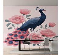 Générique Papier Peint Intissé Paon, Papier Peint Panoramique Paon Élégant pour Salon Chambre Bureau Couloir, Décoration Murale, 300 x 210 cm (L x H) Y&W57