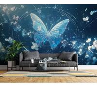 Générique Papier Peint Intissé Papillons Fleurs 3D Moderne Photo Mural Ciel étoilé De Rêve Décoration Murale Grand Format XXL pour Salon Cuisine Bureau Chambre d'enfants TV mur 150x105 cm H1136