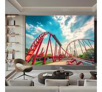Générique Papier Peint Intissé Parc D'Attractions Montagnes Russes 200 x 140 cm - Tapisserie Murale Décorative 3D, Papier Peint Panoramique Pour Salon Chambre Chambre D'Enfant Décoration Murale