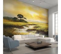 Générique Papier Peint Intissé Paysage Naturel, Papier Peint Panoramique Paysage Marais Coucher du Soleil pour Salon Chambre Bureau Couloir, Décoration Murale, 500 x 350 cm (L x H) Y&W41