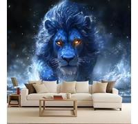 Générique Papier Peint Intissé Photo Mural 200x140 cm 3D Prairies Lion Mâle Animaux Motif Muraux Geant Mat Poster Personnalisable Wallpaper pour Salon Cuisines Bureau Chambre d'enfants Décor Murale