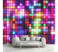 Générique Papier Peint Intissé Pixel Néon, Papier Peint Panoramique Mosaïque Coloré pour Salon Chambre Bureau Couloir, Décoration Murale, 450 x 315 cm (L x H) Y&W87
