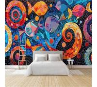 Générique Papier Peint Intissé Pop Art Patchwork Poisson 3D Panoramique XXL Résumé Contexte Peinture Murale Décorative adapté pour Salon et Chambre W366xH254 25f158