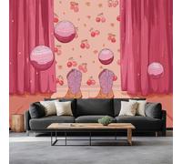 Générique Papier peint intissé princesse 250L x 175H cm, Papier peint panoramique rose bottes de cowboy géométrie - grandes poster mural photo pour salon chambre restaurant décor fond TV