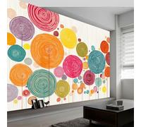 Générique Papier Peint Intissé Rétro 350L x 256H cm, Papier Peint Panoramique Abstrait Couleurs Arc En Ciel Tourbillon - Grandes Poster Mural Photo pour Salon Chambre Restaurant Décor Fond Tv