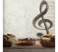 Générique Papier Peint Intissé Rétro Notes Partitions 250 x 175 cm Papier Peint Panoramique Grandes Poster Mural Photo pour Salon, Chambre, Décor Fond TV M159