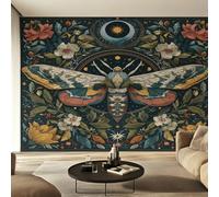 Générique Papier Peint Intissé Soleil et Lune Célestes, Papier Peint Panoramique Boho Vintage Floral pour Salon Chambre Bureau Couloir, Décoration Murale, 200 x 140 cm (L x H) Y&W71