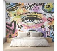 Générique Papier Peint Intissé Street Culture, Papier Peint Panoramique Graffiti Hip-Hop Abstrait Yeux 200x140 cm, Papiers Peints Multicolore Décoration Murale Salon Chambre w6g23