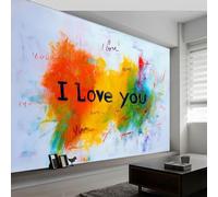 Générique Papier peint intissé style cartoon 300L x 210H cm, Papier peint panoramique mur graffiti texte amour - grandes poster mural photo pour salon chambre restaurant décor fond TV