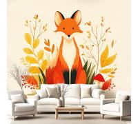 Générique Papier peint intissé style Cosy, Conte de Fées, Animal, papier peint panoramique Renard, Champignon Rouge, Baies mural pour meuble en rouleau, salon, décoration murale 500 x 280 cm