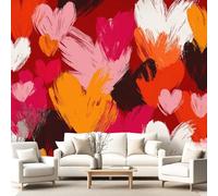 Générique Papier peint intissé style Frais, Doux, Romantique, papier peint panoramique Forme de Cœur, Minimaliste mural pour meuble en rouleau, salon, décoration murale 300 x 210 cm