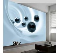 Générique Papier peint intissé style futuriste 250L x 175H cm, Papier peint panoramique abstrait tunnel sphère rayures - grandes poster mural photo pour salon chambre restaurant décor fond TV