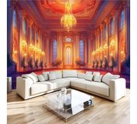 Générique Papier Peint Intissé Style Palais Royal 200x140 cm, Chambre | Papier Peint Panoramique Moulure Dorée Ornementée Décoration Murale Moderne, Fresque Murale, pour Salon, Bureau, Couloir