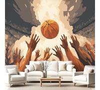 Générique Papier peint intissé style Sportif, Bande Dessinée, Énergique, papier peint panoramique Basketball, Compétition mural pour meuble en rouleau, salon, décoration murale 300 x 210 cm