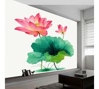 Générique Papier Peint Intissé Traditionnel Chinois 400L x 280H cm, Papier Peint Panoramique Fleurs Plantes Feuilles de Lotus - Grandes Poster Mural Photo pour Salon Chambre Restaurant Décor Fond Tv