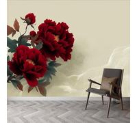 Générique Papier peint intissé Vagues Plantes Fleurs facile à poser, Fresque Murale Art Oriental Personnalisée pour Salon Chambre d’Enfants Restaurant - Papier Peint Décorative, 200 x 140 cm (L x H)