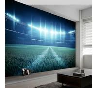 Générique Papier peint intissé vert 450L x 280H cm, Papier peint panoramique terrain de football sport herbe - grandes poster mural photo pour salon chambre restaurant décor fond TV