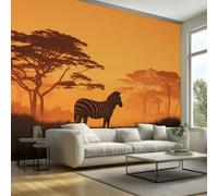 Générique Papier Peint Intissé Zèbre Afrique Animaux 200 x 140 cm Papier Peint Panoramique Grandes Poster Mural Photo pour Salon, Chambre, Décor Fond TV OLM52