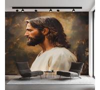Générique Papier Peint Jésus Papier Peint Panoramique Catholique Chrétien Papiers Peints Intissé Fresque Murale, Decoration Chambre Salon Wallpaper, 350 x 256 cm CDO&XT