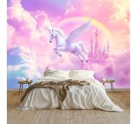 Générique Papier Peint Licorne De Style Magique Papier Peint Panoramique Mural 350x256 cm Affiche Géante Décoration pour Salon Chambre Chambre D'Enfant Décoration Murale, Violet
