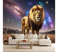 Générique Papier peint lionDécoration Murale Galaxie animale 400x280cm Art mural décoratif fresque murale moderne poster mural géant chambre salon enfant facile à installer