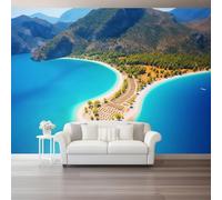 Générique Papier Peint Littoral paysage baie 3D Murale Pour Tv Fond Mur Décor bleu Murales Photo Imprimé Papier Peint Pour Chambre 250 x 175(WxH)