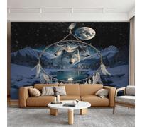 Générique Papier Peint Loup et Lune, Intissé Murale 396x280cm
