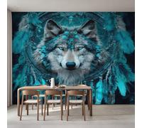 Générique Papier Peint Loup, Intissé Murale 100x70cm | Papier Peint Panoramique Attrape-Rêves, Chambre Wallpaper, Fresque, Salon Deco D&p3