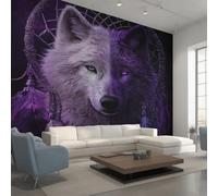 Générique Papier Peint Loup, Motif Papier Peint Intissé Panoramique Attrape-Rêves 150x105 Wallpaper Pour Salon Chambre Deco Murale W17