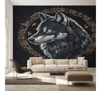 Générique Papier Peint Loup Papier Peint Panoramique Mythologie Nordique Animaux Vikings Papiers Peints Intissé Fresque Murale, Decoration Chambre Salon Wallpaper, 500 x 260 cm 9JD&0