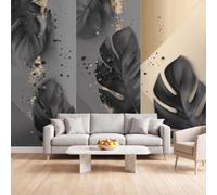 Générique Papier Peint Luxe Plante Or Panoramique 3D Fresque Murale | Papier Peint Intissé Feuille Murale Salon Chambre à Coucher Maison Décoration Intérieure - 500x280 cm