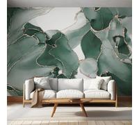 Générique papier peint Marbre vert Emeraude, Papier Peint Panoramique 3D Géométrie Abstraite, Papier Peint Intissé Photo Geant Mural Art, pour Salle Decoratif Murale 350x256 cm