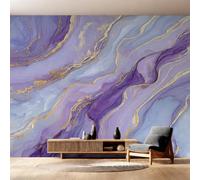 Générique Papier Peint Marbre Violet Or, Motif Papier Peint Intissé Panoramique Sables Mouvants Art Fluide 400x280 Wallpaper Pour Salon Chambre Deco Murale W20