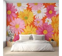 Générique Papier Peint Marguerite, Motif Papier Peint Intissé Panoramique Floral Rétro 70s Groovy 350x256 Wallpaper Pour Salon Chambre Deco Murale W19