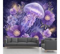 Générique Papier Peint Méduses Fleur Violet Rêve Panoramique 350x256cm