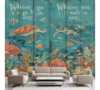 Générique Papier Peint Mer Tortue Marine Corail Tropical, Animaux Marins Sea World Murale 315 x 450 cm, Rural Rétro Stickers Muraux pour Salon Chambre Salle de Bain Autocollant Décoration Murale