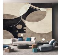 Générique Papier Peint Milieu du Siècle 416X254cm, Papier Peint Intissé Géométrique Abstrait Bohème Salon Chambre Panoramique Decoration, Fresque Murale Décoration Murale D3