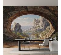 Générique Papier Peint Montagne Papier Peint Panoramique Vue de Fenêtre Paysage Nature Papiers Peints Intissé Fresque Murale, Decoration Chambre Salon Wallpaper, 200 x 140 cm LI&E5