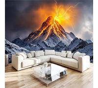 Générique Papier Peint Montagnes Enneigées éclairs Scandinavie 3D Panoramique intissé Murale Papier Peint xxl Fresque Murale Moderne Peinture Murale Décorative pour Salon Chambre 400x280 9yf201