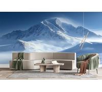 Générique Papier Peint Montagnes Enneigées Nature Sauvage 3D Panoramique intissé Murale Nature Papier Peint xxl Fresque Murale Moderne Peinture Murale Décorative pour Salon Chambre 400x280 15yf47