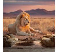 Générique Papier Peint Motif D'afrique Lion 3D D'afrique Prairie Animaux, Papier Peint Panoramique Tableaux Photo Muraux Utilisé Pour Chambre, Salon, Fond TV Décoration Murale 150 x 105 cm M100