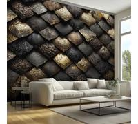 Générique Papier Peint Motif écailles de Dragon or Noir Animaux, Papier Peint Panoramique Tableaux Photo Muraux Utilisé Pour Chambre, Salon, Fond TV Décoration Murale 200 x 140 cm OLM101
