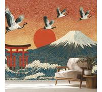Générique Papier Peint Motif Japonais Montagne Vagues Oriental, Papier Peint Panoramique Tableaux Photo Muraux Utilisé Pour Chambre, Salon, Fond TV Décoration Murale 200 x 140 cm y101
