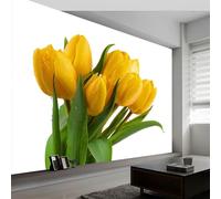 Générique Papier Peint Motif Simple De Tulipe Jaune250 x 175 cm Décoration Papier Peint Moderne Couleur Claire Murale facile à nettoyer, idéale pour chambre et salon, avec un design unique et moderne