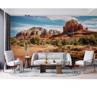 Générique Papier Peint Mural 250 x 175 cm Canyon De Grès Rouge Forêt Impression 3D HD Effet Réaliste Tableau mural Lavable Non Tissé Décoration Murale pour Salon Chambre Bureau A-173